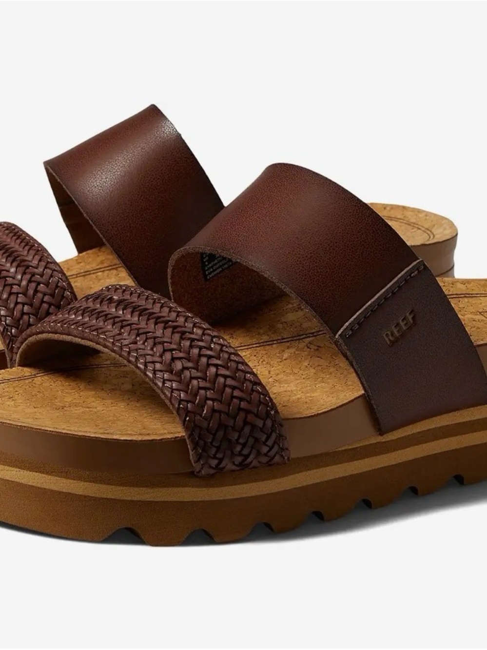 Reef Cushion Bounce Vista Hi Double Strap Chocolate Braid sandals size 9 $69.99